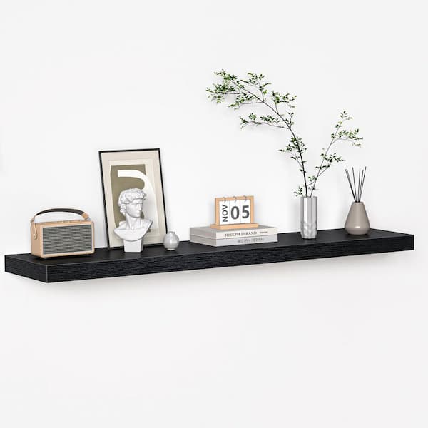 Unbranded 48 in. W x 10 in. D Rustic Black Floating Decorative Wall Shelf