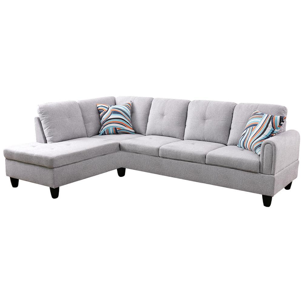 Star Home Living 25 in. W Rolled Arm 2-Piece Fabric Straight Sofa in Gray, Light Grey -  SE-9711A