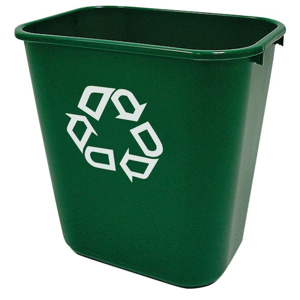 Rubbermaid Commercial Products 15 in. H x 10.2 in. W, 7.03 Gal. Capacity Rectangular Green Symbol Indoor Recycling Bin (12-Pack)