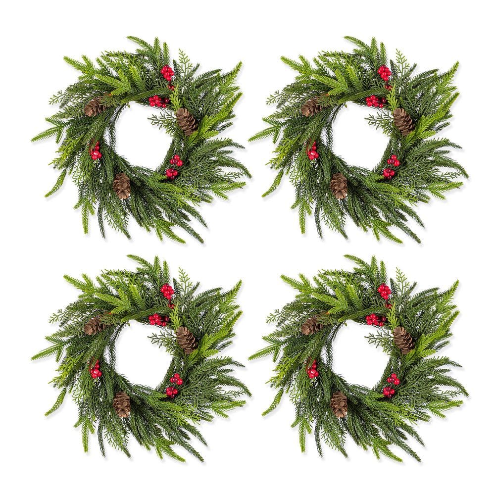 Glitzhome 14 in. D Mini PE Dripping Artificial Christmas Wreath