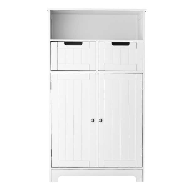 Unbranded Tenley 23.6 in. W x 11.8 in. D x 42.5 in. H White Linen Cabinet with 2 Drawers