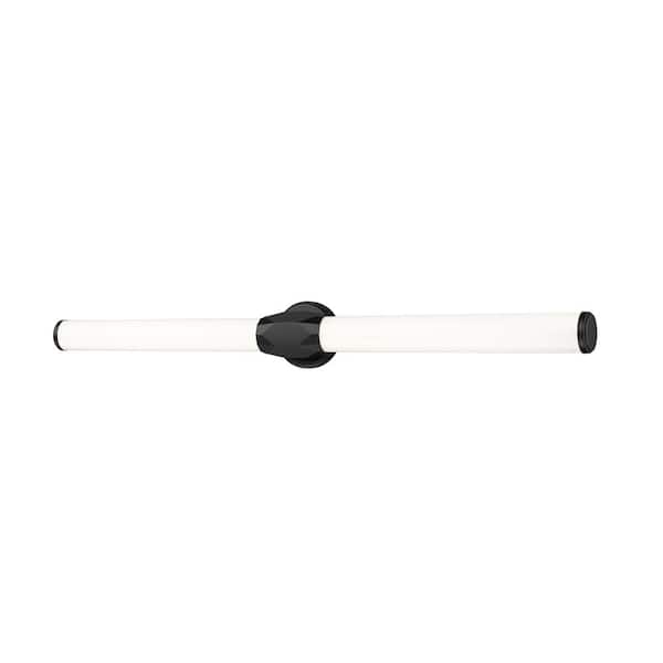 Unbranded Cooper 40 in. Matte Black 1-Light Integrated LED Vanity Light with Frosted Plastic Shade