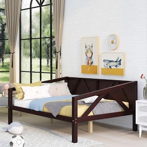 Black Wooden Full Size Daybed Frame, Sofa Bed with Wood Slat Support, Full Bed Frame for Bedroom Living Room