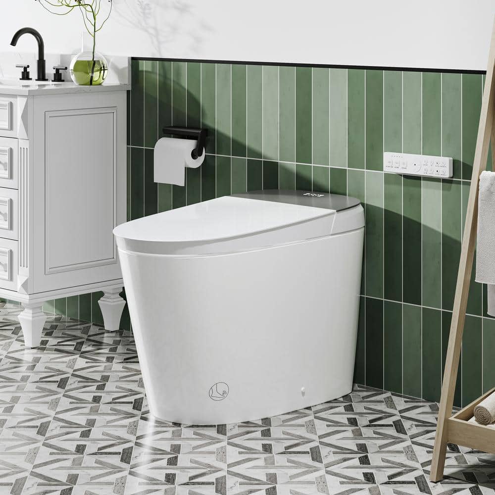 12 in. 1-Piece 1.1/1.6 GPF Dual Flush Smart Tank Elongated Toilet in White with Heated Seat, Dryer and Warm Water price history on PriceWatchPro