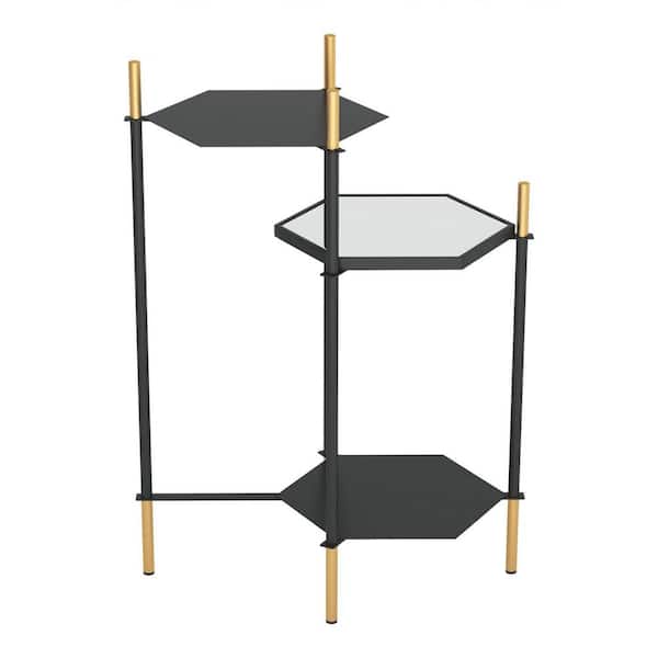 HomeRoots Julia 19.9 in Gold & Black Wood End Side Table