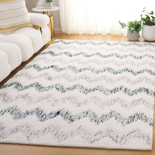 Soho 8 ft. x 10 ft. Ivory/Gray Geometric Zig-Zag Area Rug