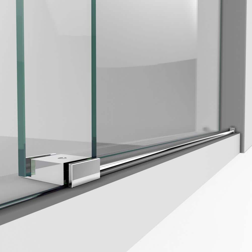 Polished Stainless Steel Frameless Sliding Shower Enclosure