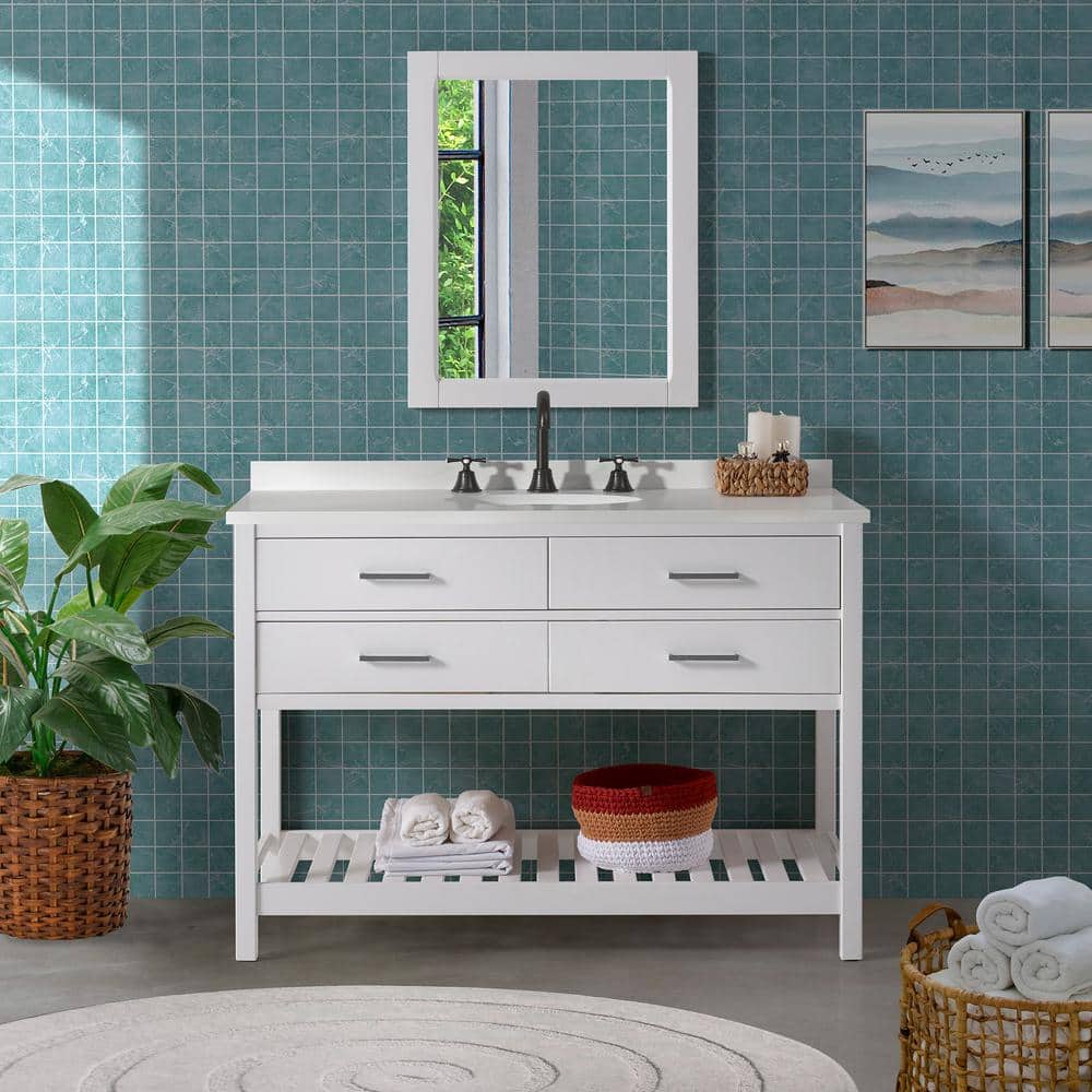 Harrison 48" White Pine Freestanding Vanity Cabinet