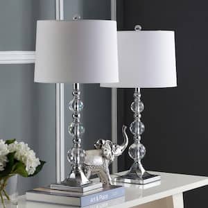 Maeve 28 in. Clear Crystal Ball Table Lamp with White Shade (Set of 2)