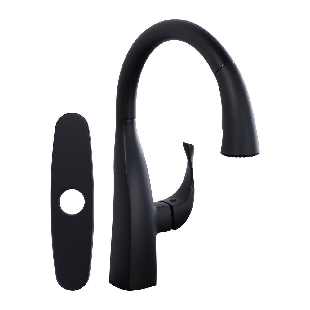 3-Mode Single Handle Pull Down Sprayer Kitchen Faucet with Swan Neck in Mat