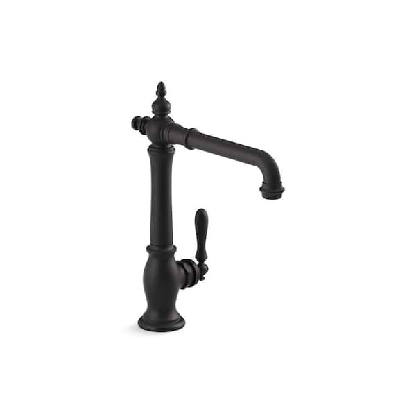 KOHLER Artifacts Single Handle Surface Mount Standard Kitchen Faucet in Matte Black