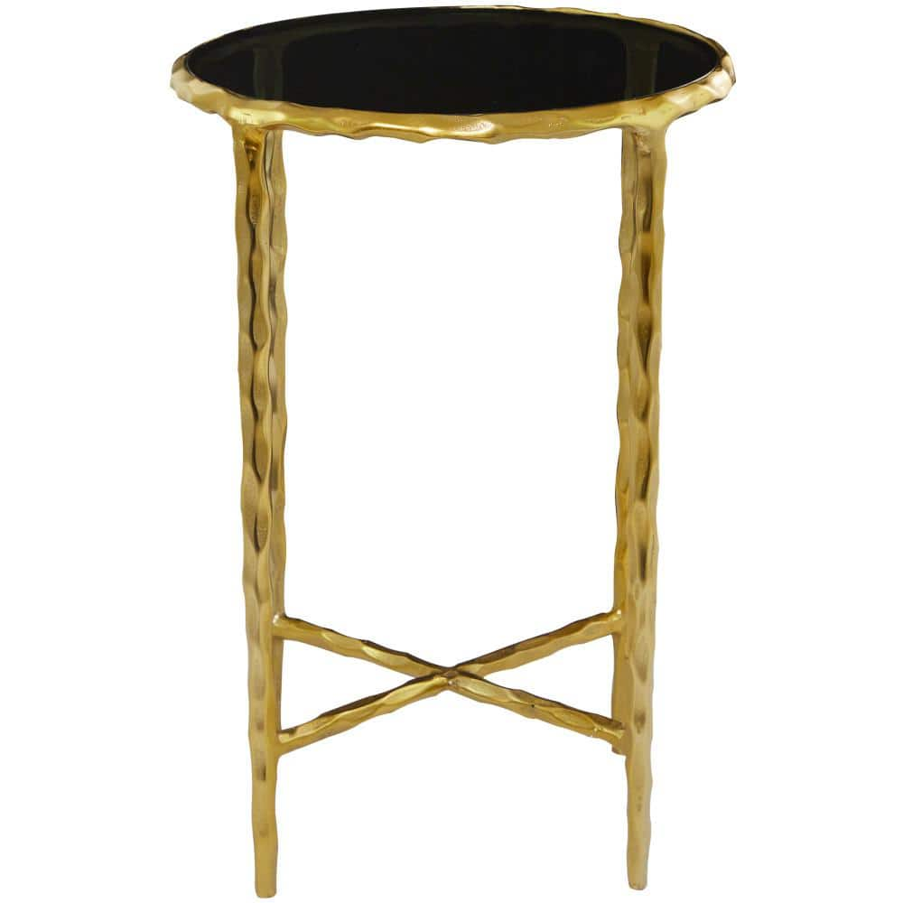 Reviews for Litton Lane 15 in. Black Film Reel Large Round Glass End Accent  Table with Tripod Legs and Glass Top