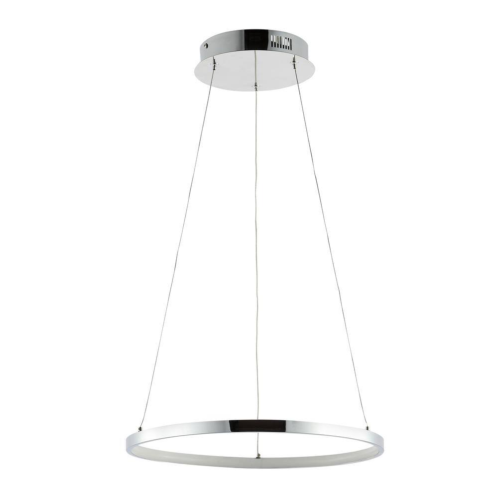 Bradley 15.75" Chrome Modern LED Round Pendant Light