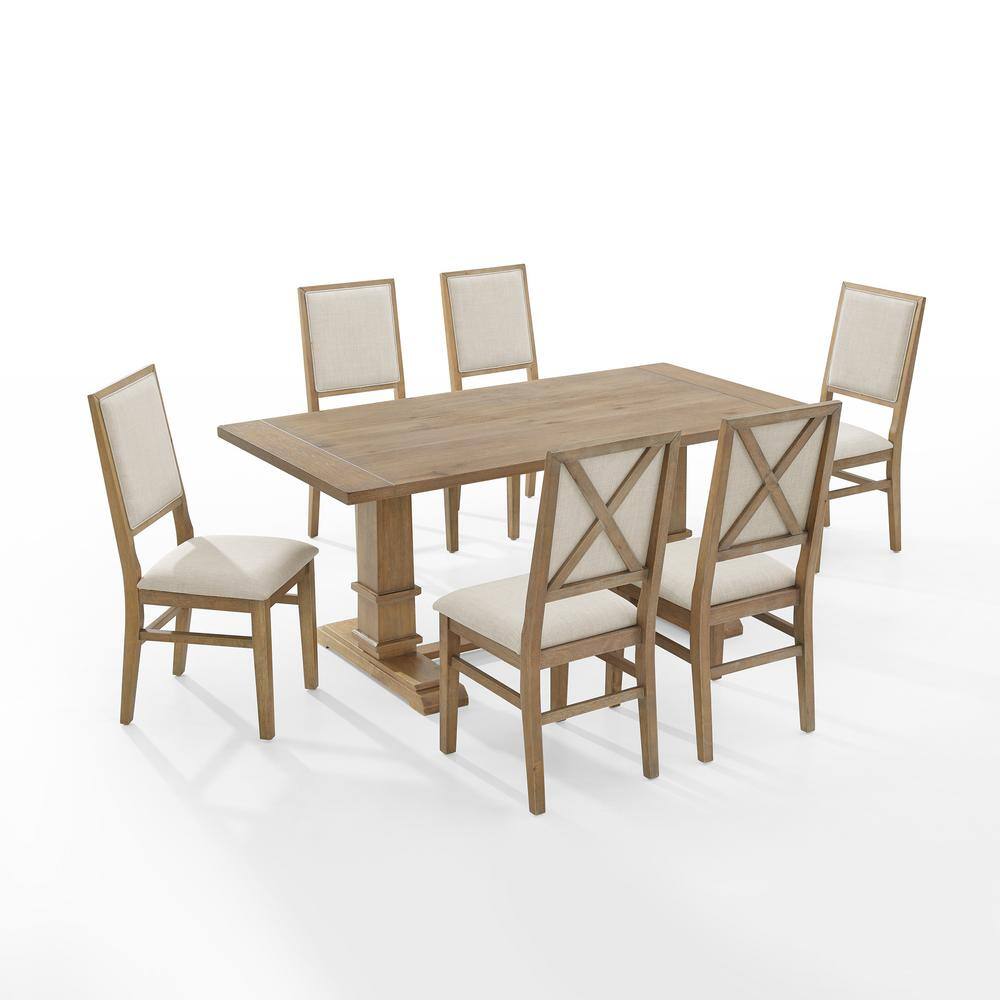 Joanna Rustic Brown 7-Piece Dining Set with Upholstered Chairs