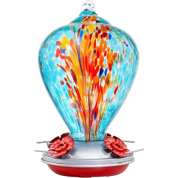 Oyezvary Glass Hummingbird Feeders Hanging Feeder with 34 oz. Capacity for Garden, Backyard Decor