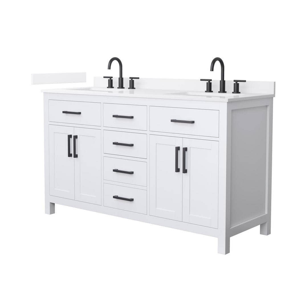 Beckett 60 in. Double Freestanding White Bath Vanity with White Quartz Top (Assembled) price history on PriceWatchPro