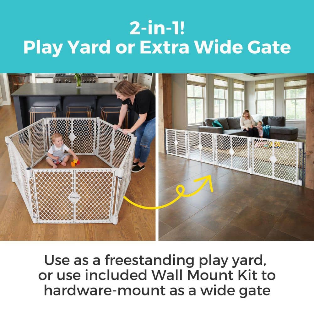 26 in. Superyard 6-Panel Play Yard and Barrier with Wall Mounts
