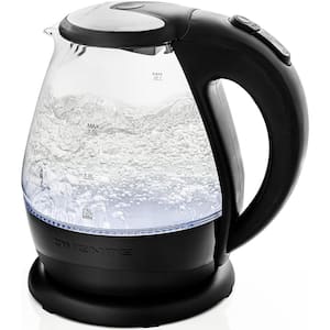 1.5 Lighted Electric Glass Kettle with Blue LED Light and Stainless Steel Lid, 7 Cup, Black KG845B