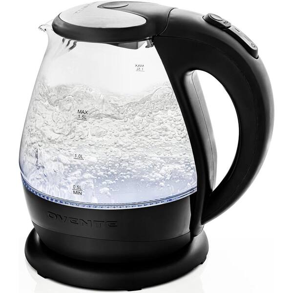 OVENTE 1.5 Lighted Electric Glass Kettle with Blue LED Light and ...