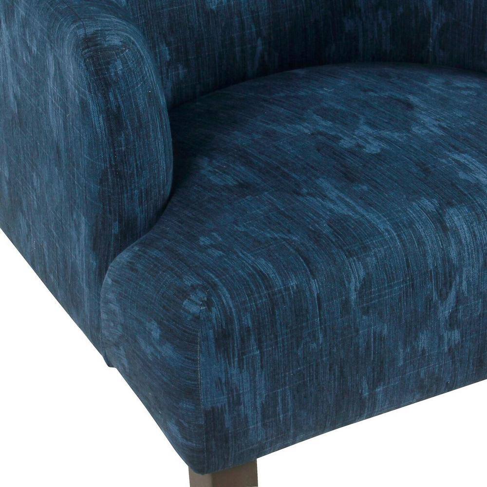 Meredith Distressed Blue Patterned Parsons Side Chair with Wood Legs