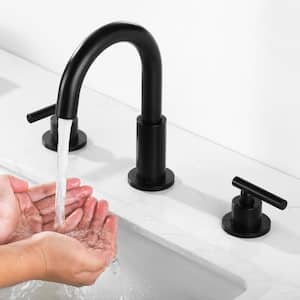 8 in. Widespread Double Handle Bathroom Faucet 3 Hole Basin Max Tap in Matte Black