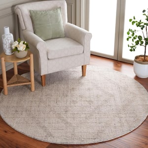 Abstract Ivory/Gray 6 ft. x 6 ft. Distressed Diamond Round Area Rug