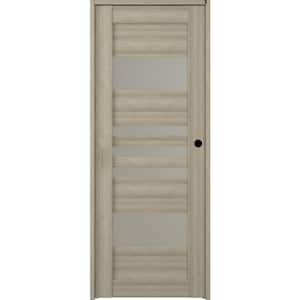 Leti 18 in. x 83.25 in. Left-Hand Frosted Glass Shambor Solid Core Wood Composite Single Prehung Interior Door