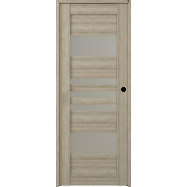 Belldinni Leti 32 in. x 95.25 in. Left-Hand Frosted Glass Shambor Solid Core Wood Composite Single Prehung Interior Door