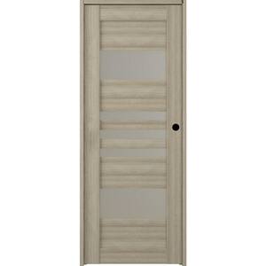 Leti 18 in. x 95.25 in. Left-Hand Frosted Glass Shambor Solid Core Wood Composite Single Prehung Interior Door