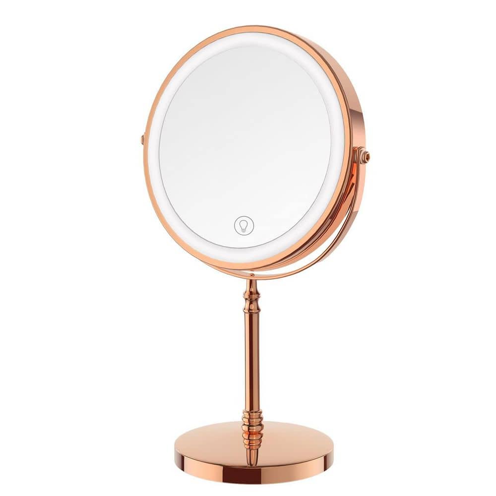1-Piece Bathroom Accessory Set in Rose Gold, 3000 mAh Rechargeable Double Sided Magnifying Vanity Mirror with 3 Colors price history on PriceWatchPro
