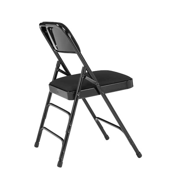 National Public Seating 2310 Black Fabric Padded Seat Stackable Folding Chair (Set of 4) - 2