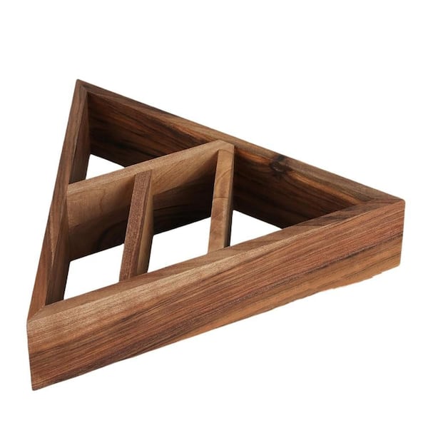 13 in. W x 2.8 in. D Brown Wooden Triangle Floating Shelves Decorative Wall Shelf