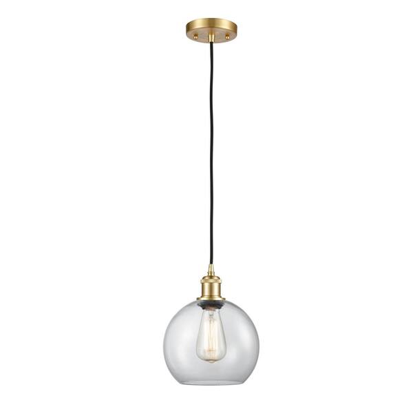 Innovations Athens 1-light Satin Gold Shaded Pendant Light With Clear 