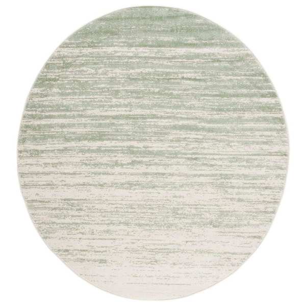 Adirondack Sage/Ivory 5 ft. x 8 ft. Solid Color Striped Oval Area Rug