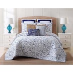 Oceanfront Resort Indienne 3-Piece Blue and White Print Paisley King ...