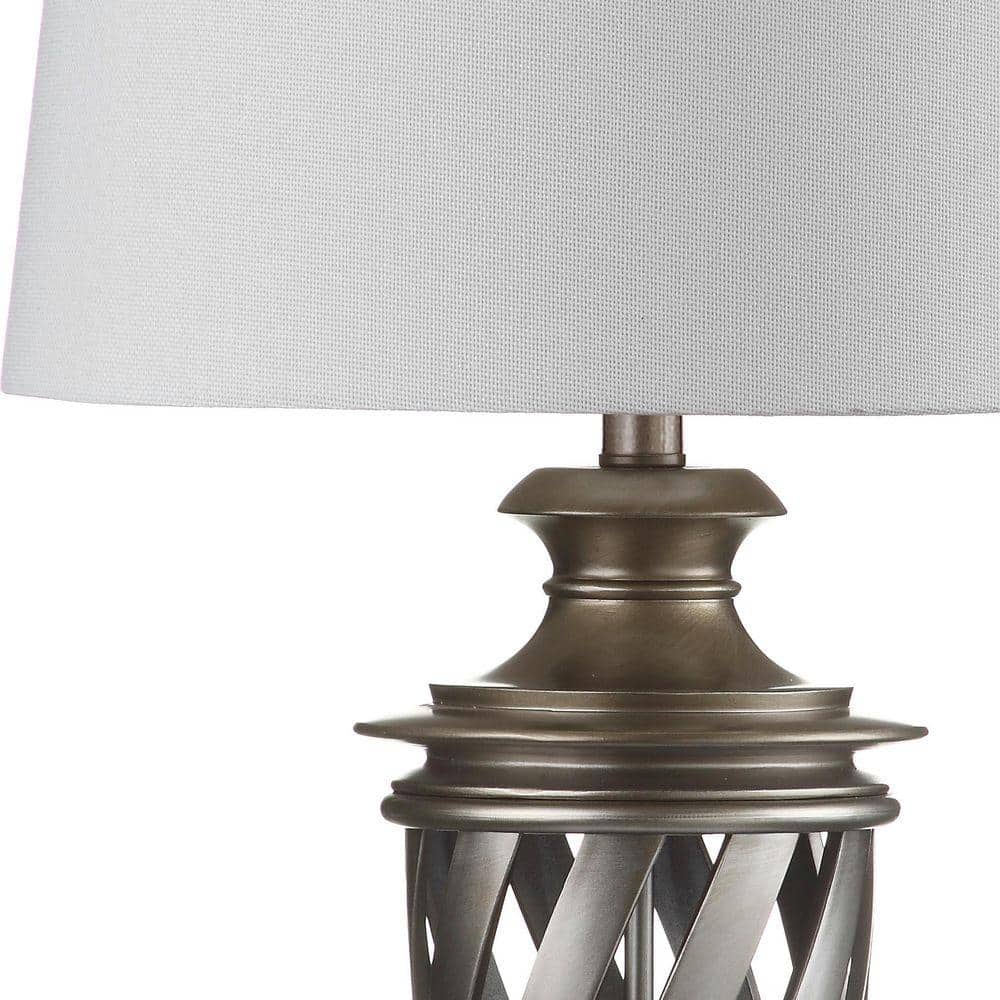 Byron 28.5 Inch Antique Silver Urn Table Lamp Set with White Shades