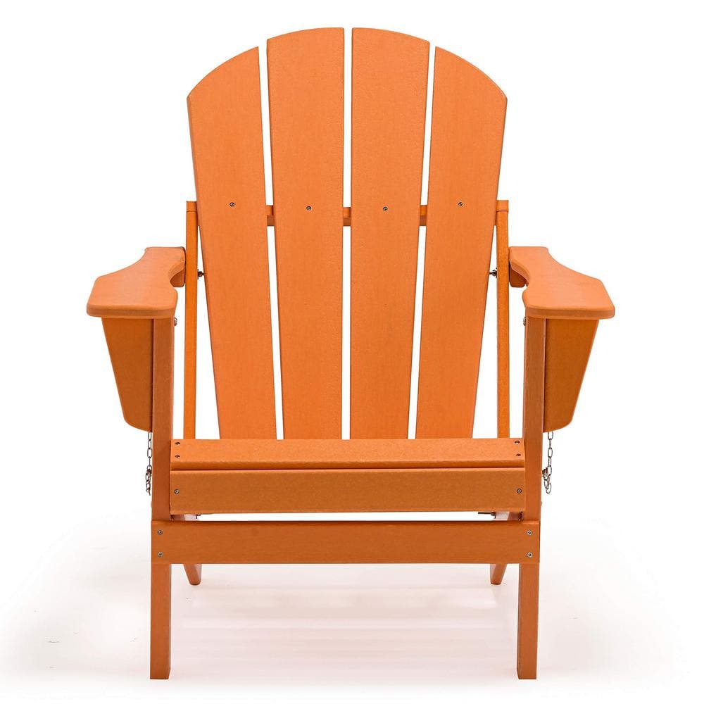 Classic Orange Folding Plastic Adirondack Chair HD2020CS The Home Depot