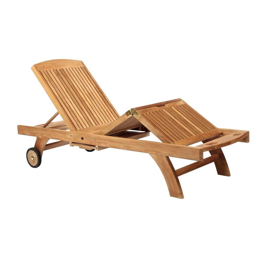 Adjustable Teak Armless Outdoor Chaise Lounger