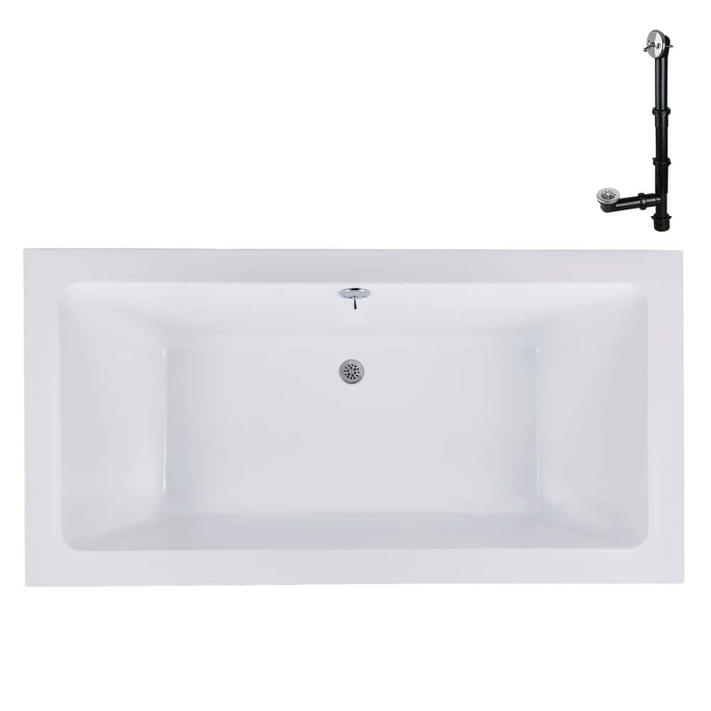 MHD-243-645-PBR 67 in. x 30 in. Rectangular Acrylic Soaking Drop-In Bathtub, with Reversible Drain in Polished Brass price history on PriceWatchPro