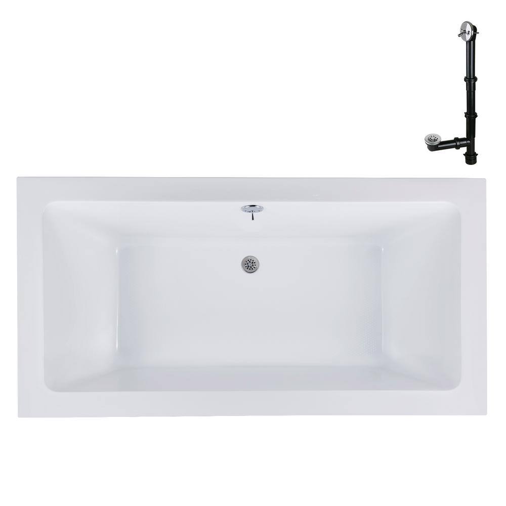 MHD-248-648-PBR 71 in. x 30 in. Rectangular Acrylic Soaking Drop-In Bathtub, with Reversible Drain in Polished Brass price history on PriceWatchPro