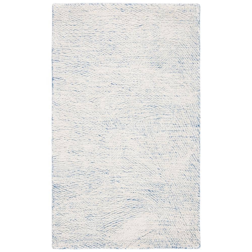 Blue and Ivory Hand-Tufted Wool Area Rug 3' x 5'