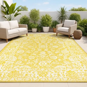JONATHAN Y Tela Bohemian Textured Weave Floral Yellow/Cream 8 ft