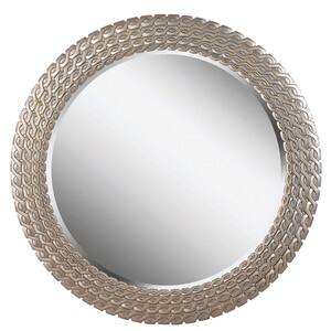 Medium Round Light Gold Beveled Glass Classic Mirror (35 in. H x 35 in. W)