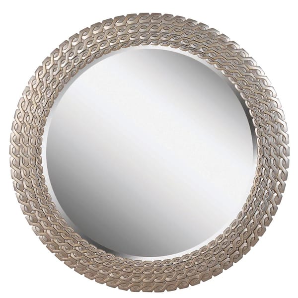 Manor Brook Medium Round Light Gold Beveled Glass Classic Mirror (35 in. H x 35 in. W)
