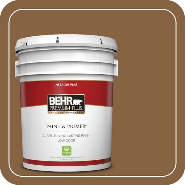 BEHR PREMIUM PLUS 5 gal. #MQ2-10 Burnt Caramel Flat Low Odor Interior Paint & Primer