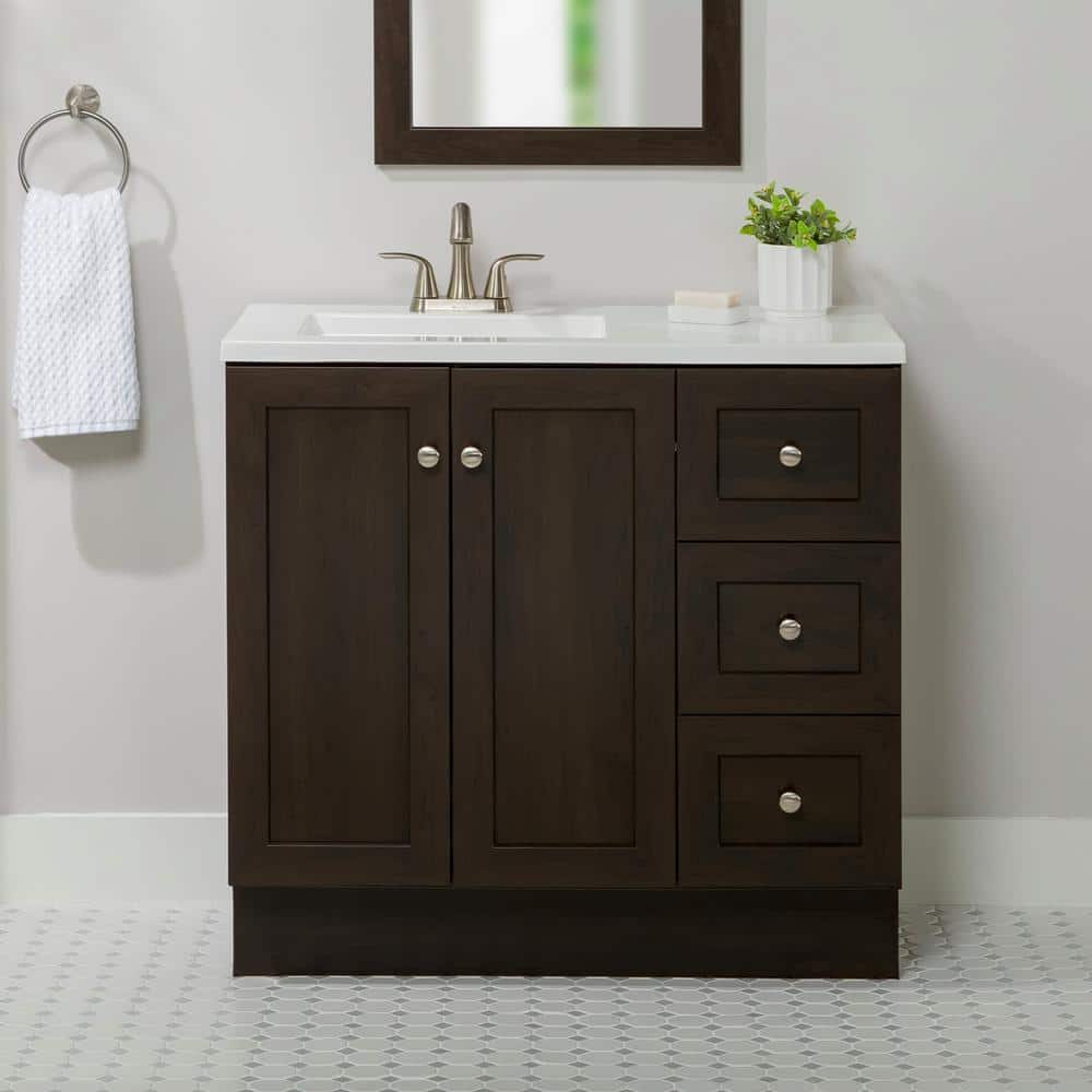 Reviews for Glacier Bay Bannister 37 in. Single Sink Dusk Bath Vanity