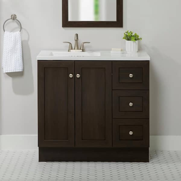 Bannister 37 in. Single Sink Dusk Bath Vanity with White Cultured Marble Top (Assembled)