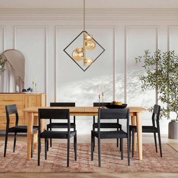 ◆OSOYA◆ RRTYO Zoyla 5-Light Black and Gold Modern Square Geometric Amber