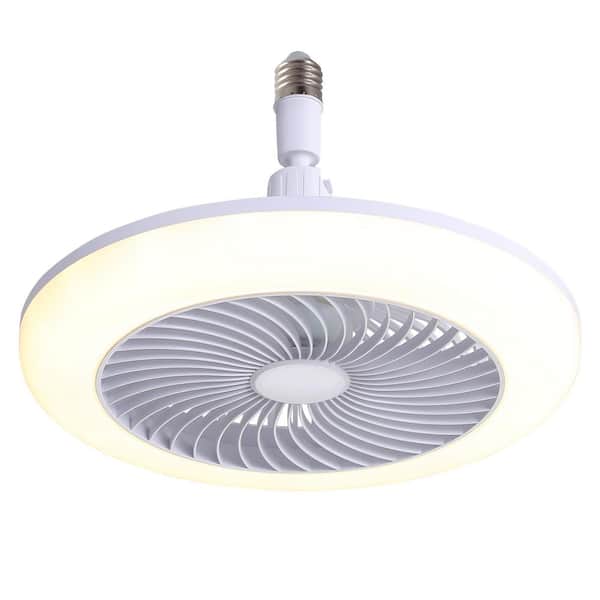 Mini 0.92 ft. White Ceiling Fan Light 3 Speeds 3 Light Color Dimming and Timing for Room Kitchen, Enclosed Socket E26