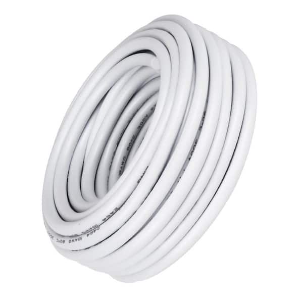 18-Gauge 2-Conductor 49.2 ft. Wire, 18 / 2 Stranded Tinned Copper, White, Flexible, Low Voltage Landscape Lighting Wire